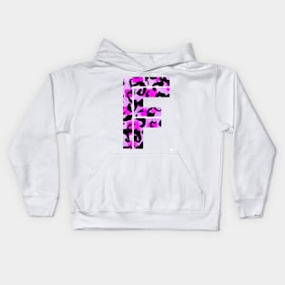 Abstract Letter F Watercolour Leopard Print Alphabet Kids Hoodie